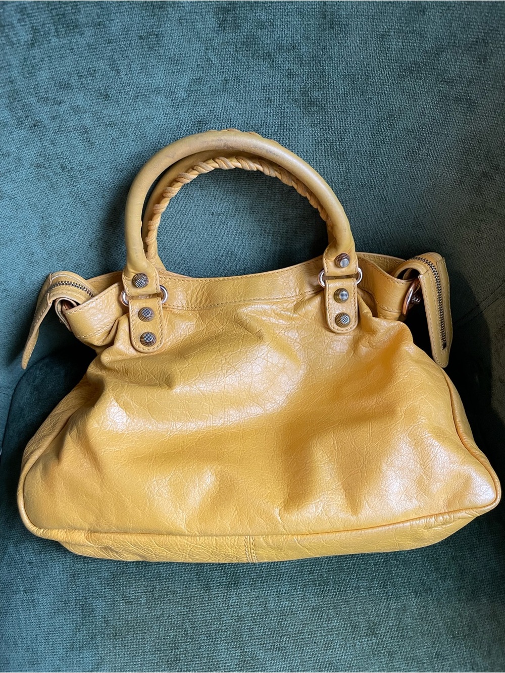 Balenciaga Mustard Yellow Leather Satchel - Picture 4 of 11